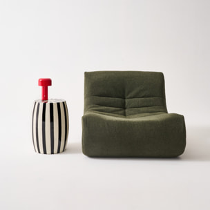 Table d'appoint, bout de canapé, table de chevet acier émaillé, rayures bicolores Ø35 x H 46cm MIZZY