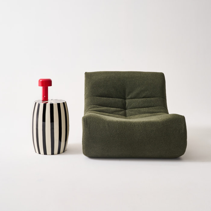 Table d'appoint, bout de canapé, table de chevet acier émaillé, rayures bicolores Ø35 x H 46cm MIZZY