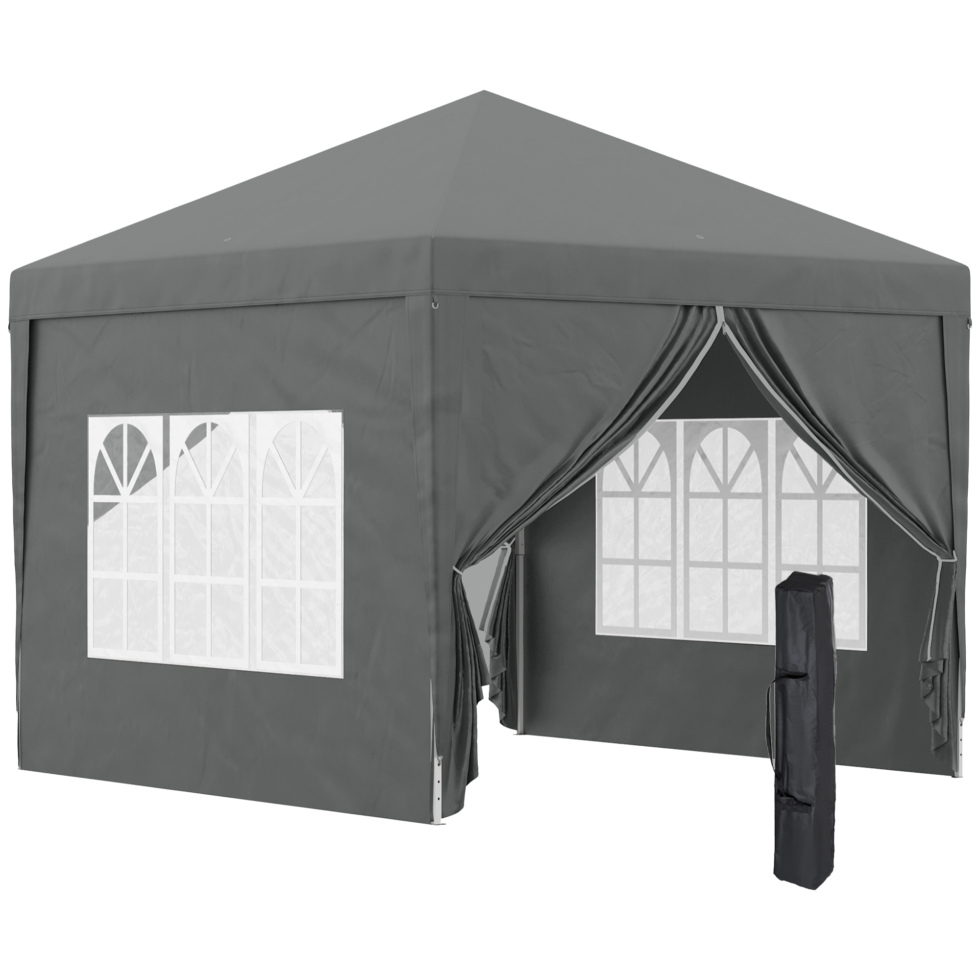 Carpa Plegable Pop-up Gazebo 3x3 m Cenador Plegable con 4 Paredes Laterales Anti-UV y Bolsa de Transporte para Camping Fiestas Gris