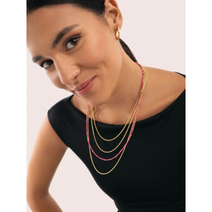 Collar Cleopatra Pink Acero Baño Oro