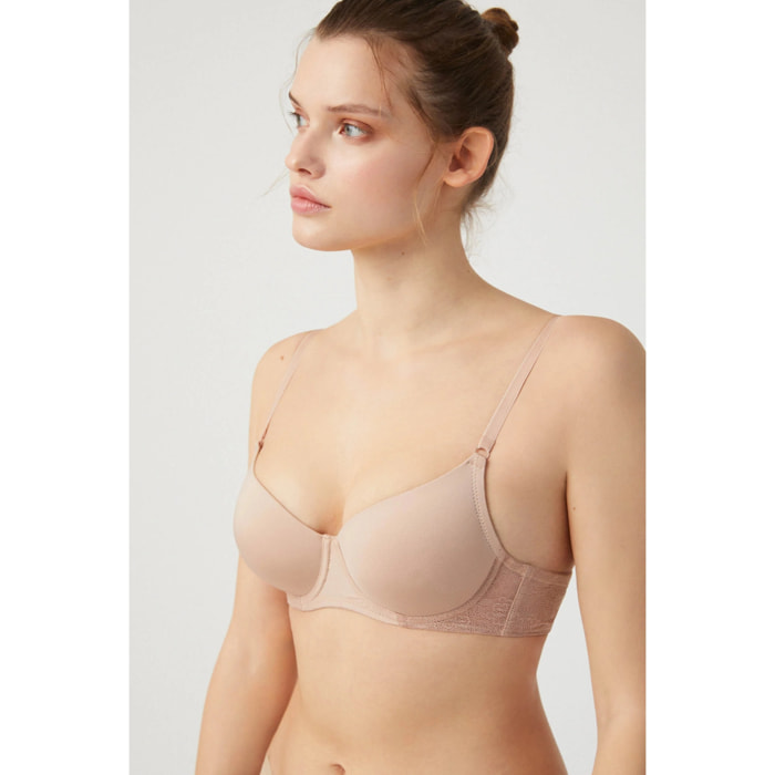 Reggiseno push-up imbottito con ferretto beige, coppe B e C