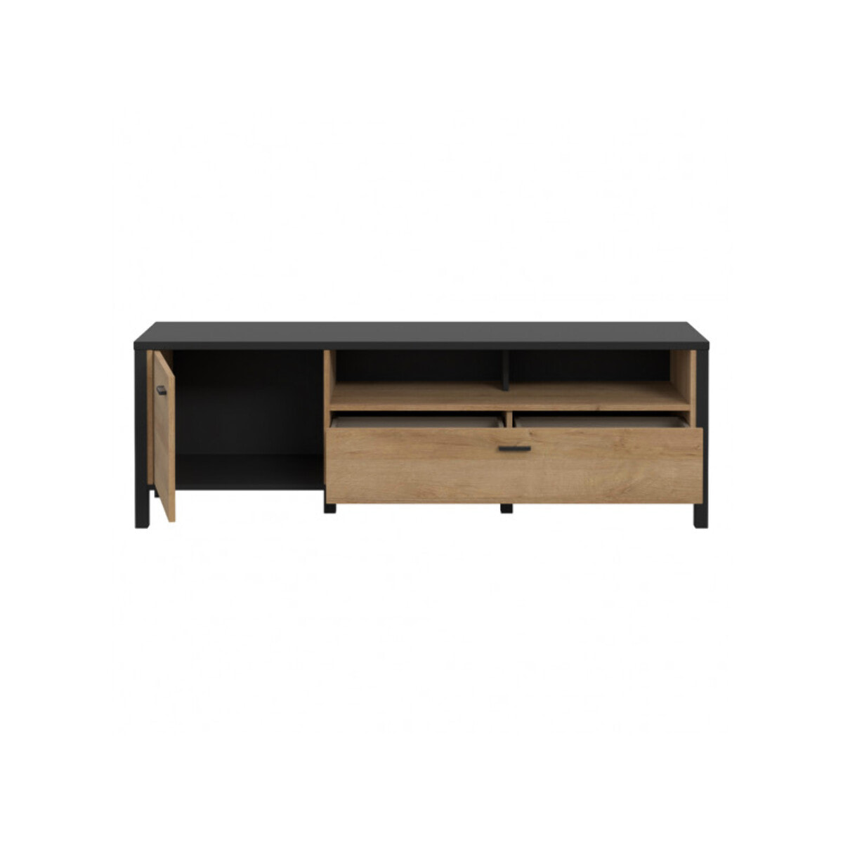 Meuble TV avec rangement en bois effet chêne - MIAMI