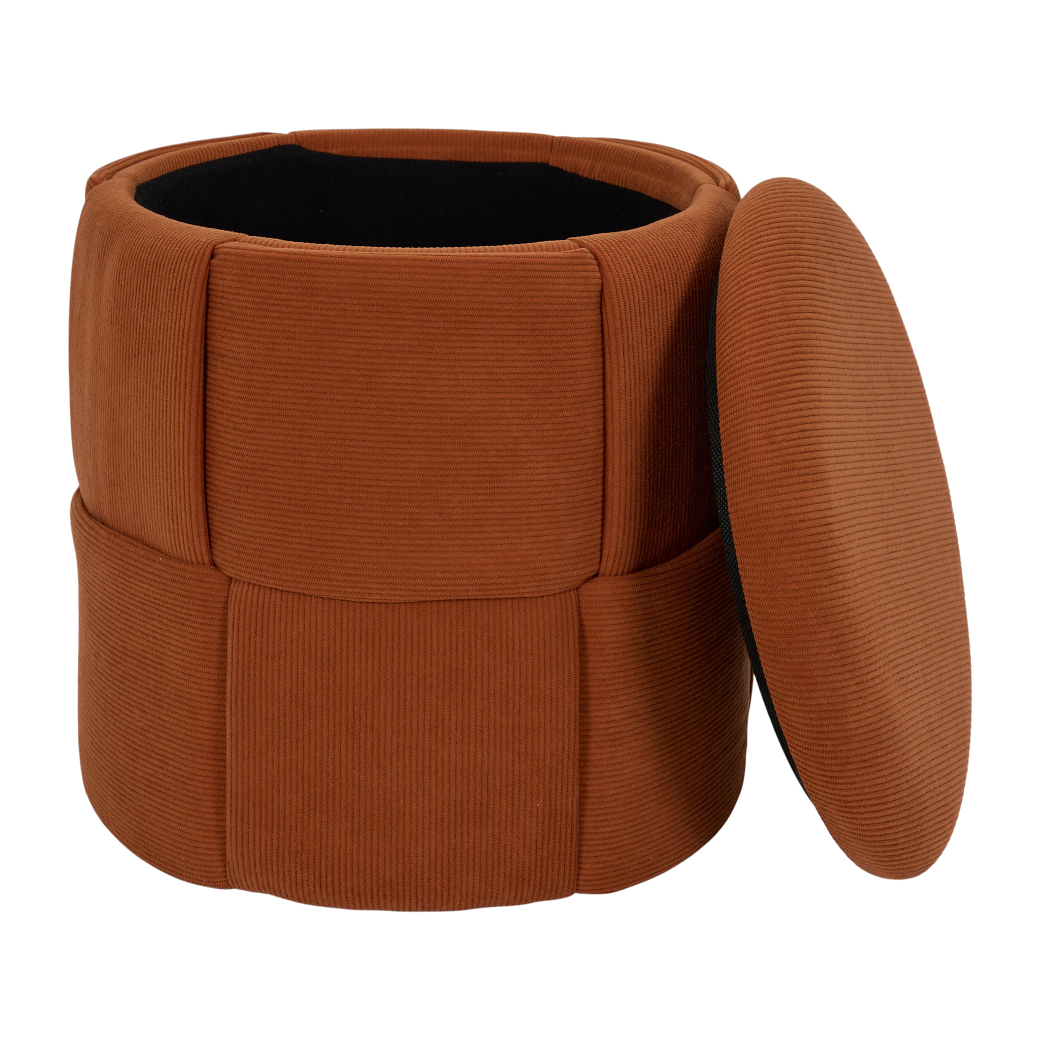 Pouf - HOME DECO FACTORY - Jules - Rangement - Tressé - Terracotta