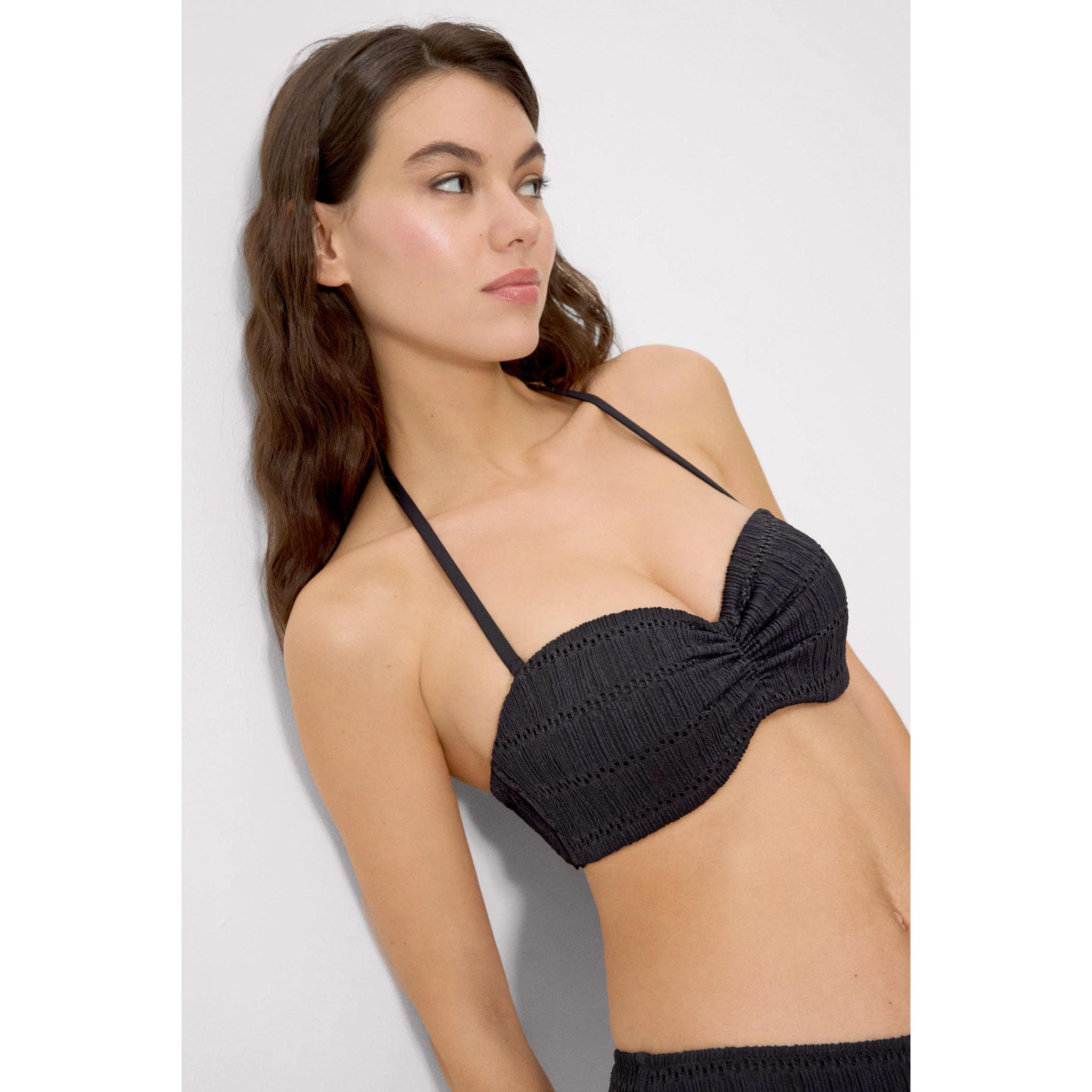 Top bikini bandeau push‑up Nero
