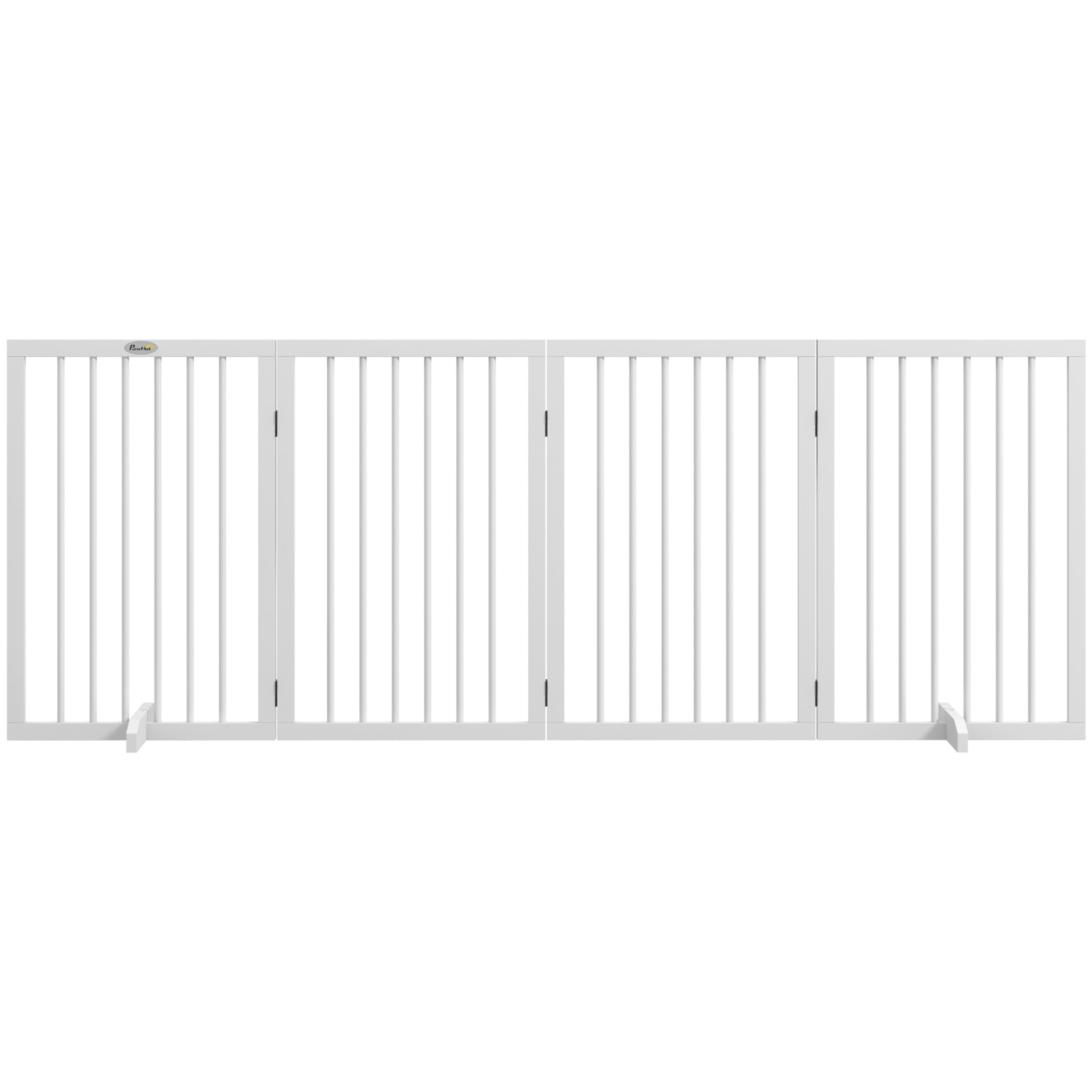 Barrière de sécurité chien 4 panneaux modulable autoportante dim. max. 206L x 35l x 76H cm bois blanc