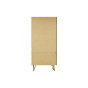 Bibliothèque design gravée blanc mat et métal doré 2 portes L86 cm OZEN
