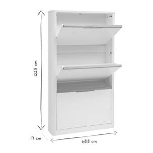 Meuble à chaussures 3 portes finition blanc laqué brillant L68 cm KIRK
