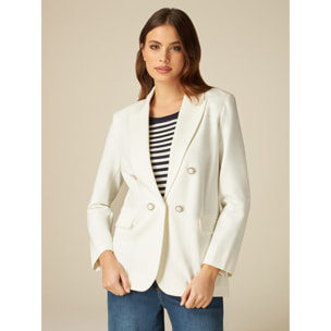 Oltre - Blazer de punto milano con botones joya - Blanco