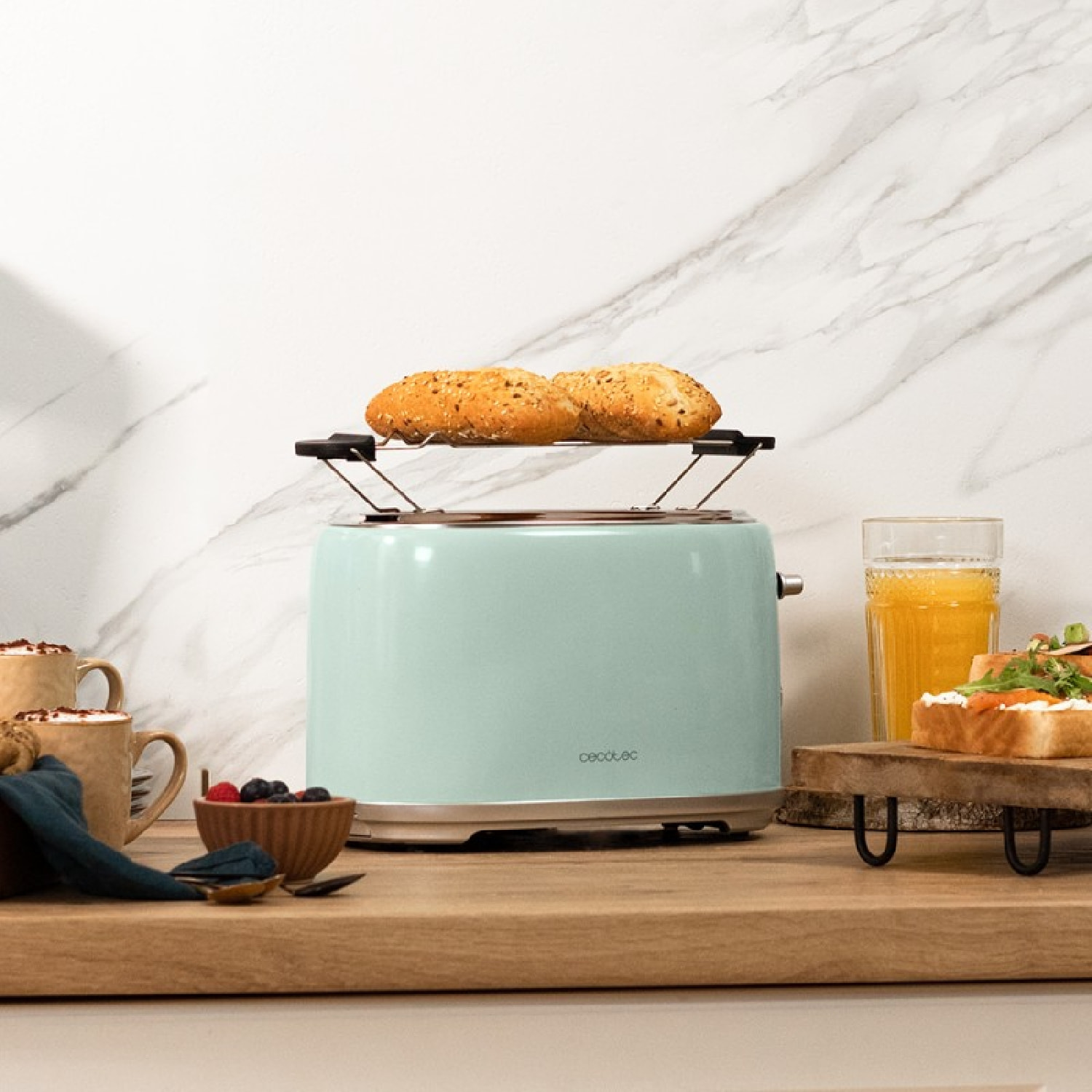 Cecotec Tostadora 2 Rebanadas Toast&Taste 1000 Retro Double Blue. 980 W 2 Ranura