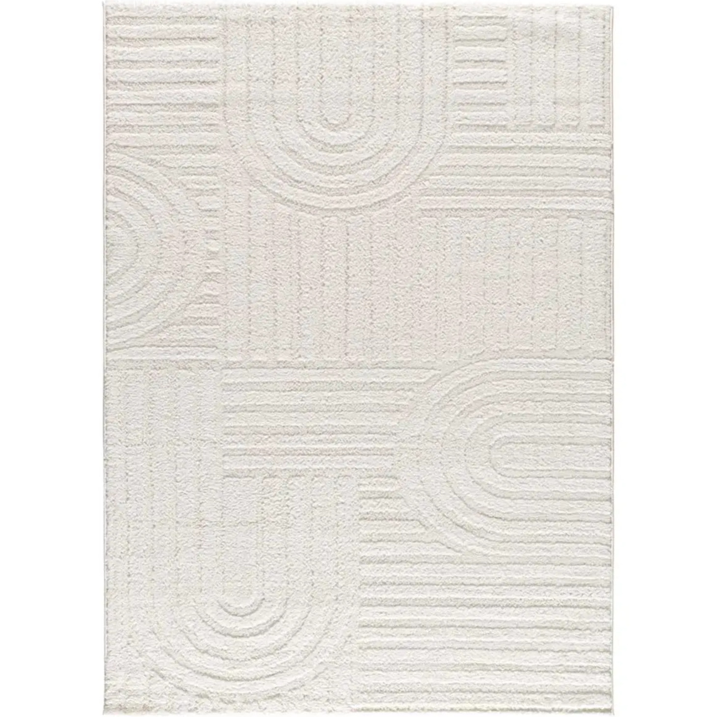 JUNO Alfombra geométrica con relieve blanco, varias medidas disponibles.