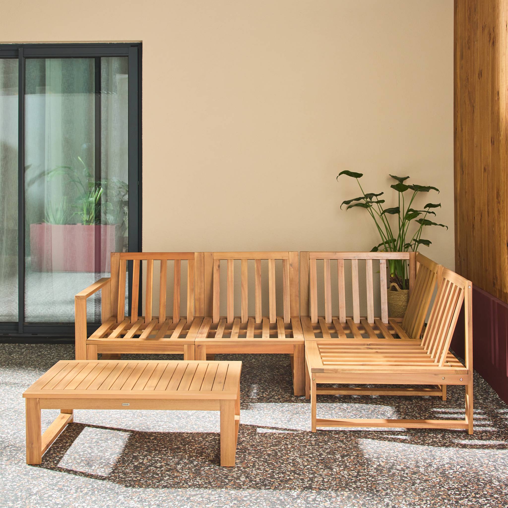 Salon de jardin modulable bois d'acacia 4 places TULA