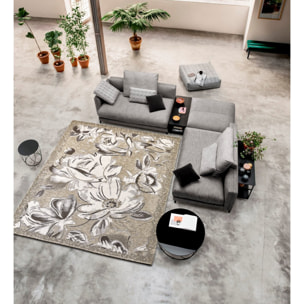 Tappeto Lavabile Dis. Floreale Classico Tortora