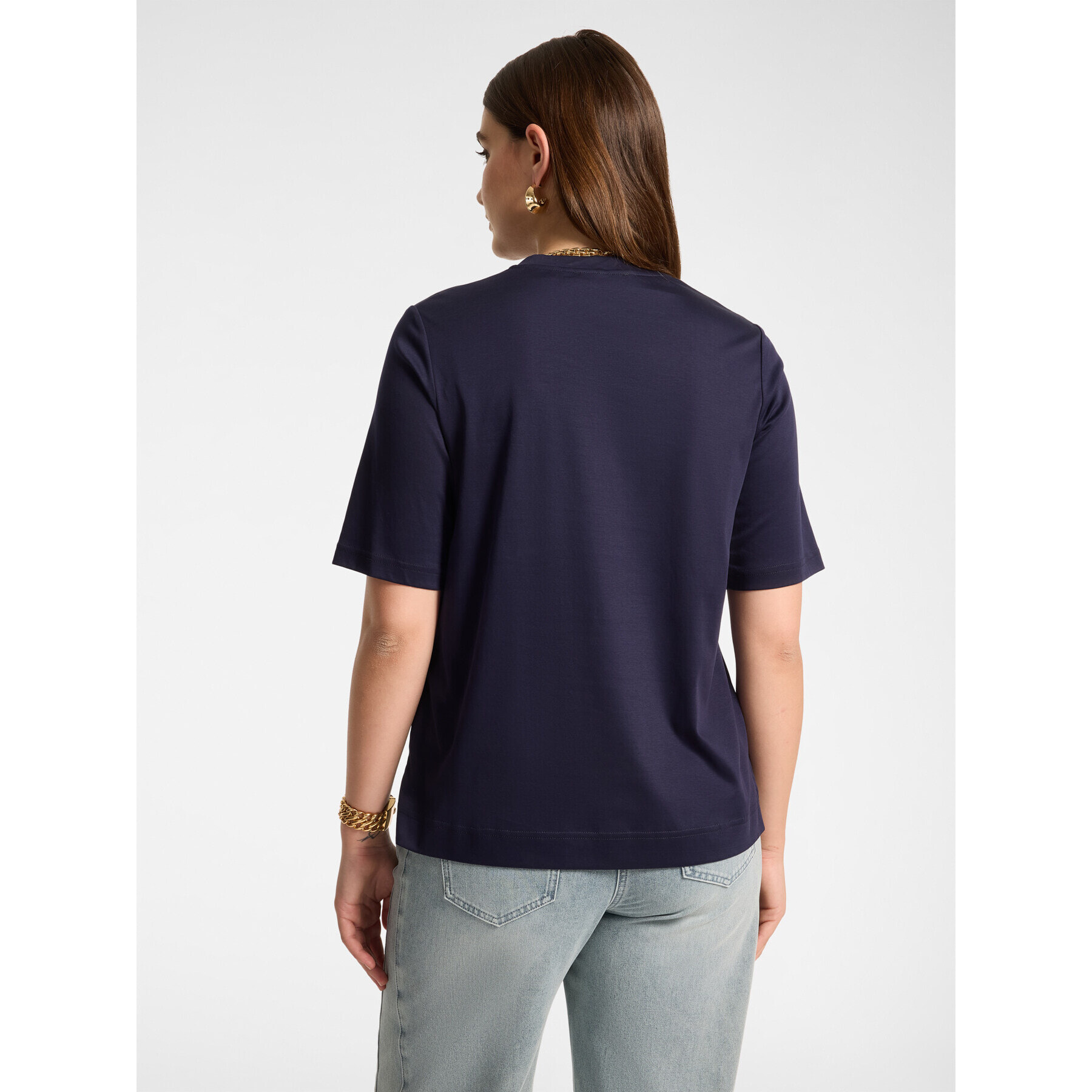Elena Mirò - T-shirt in cotone con applicazione libellula - Blu
