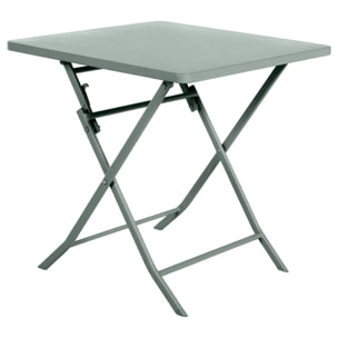 Table de jardin pliante carrée "Greensboro" vert olive 2 places en acier traité époxy
