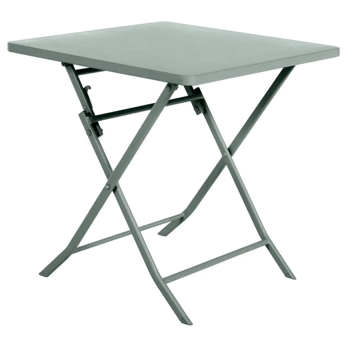 Table de jardin pliante carrée "Greensboro" vert olive 2 places en acier traité époxy