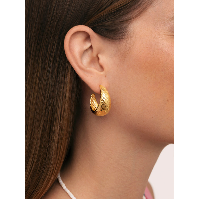 Pendientes Aro Mermaid Acero Baño Oro