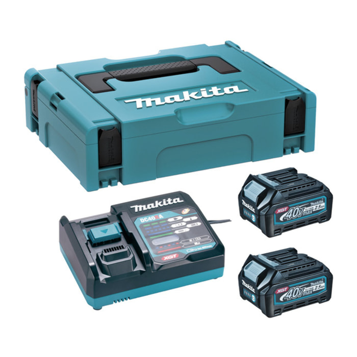 Pack MAKITA 2 baterías BL4025 40V 2,5 Ah + cargador DC40RA en MAKPAC1- 191J81-6