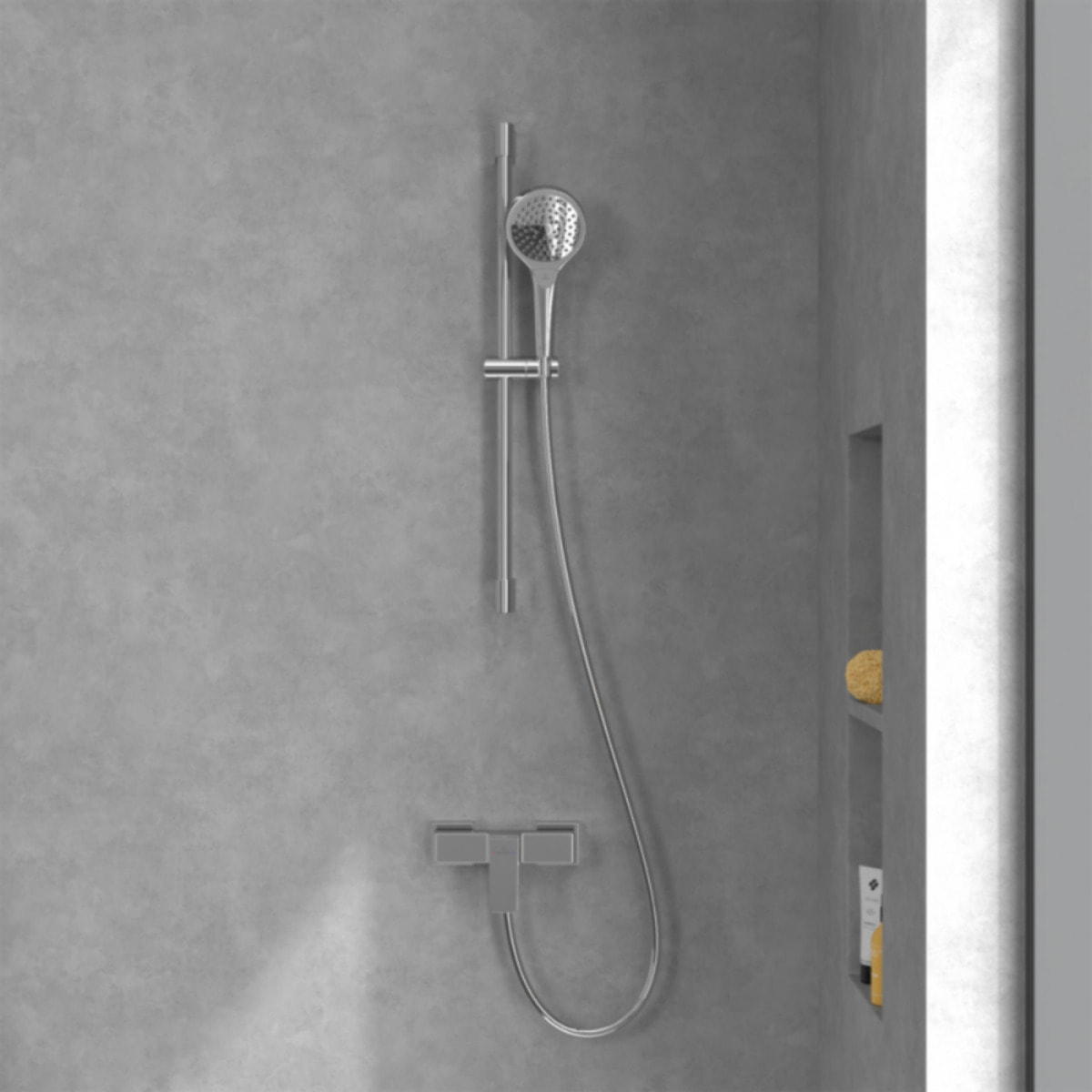 Mitigeur mécanique douche VILLEROY ET BOCH Architectura Square + Ensemble de douche VILLEROY ET BOCH Verve Showers 3 jets