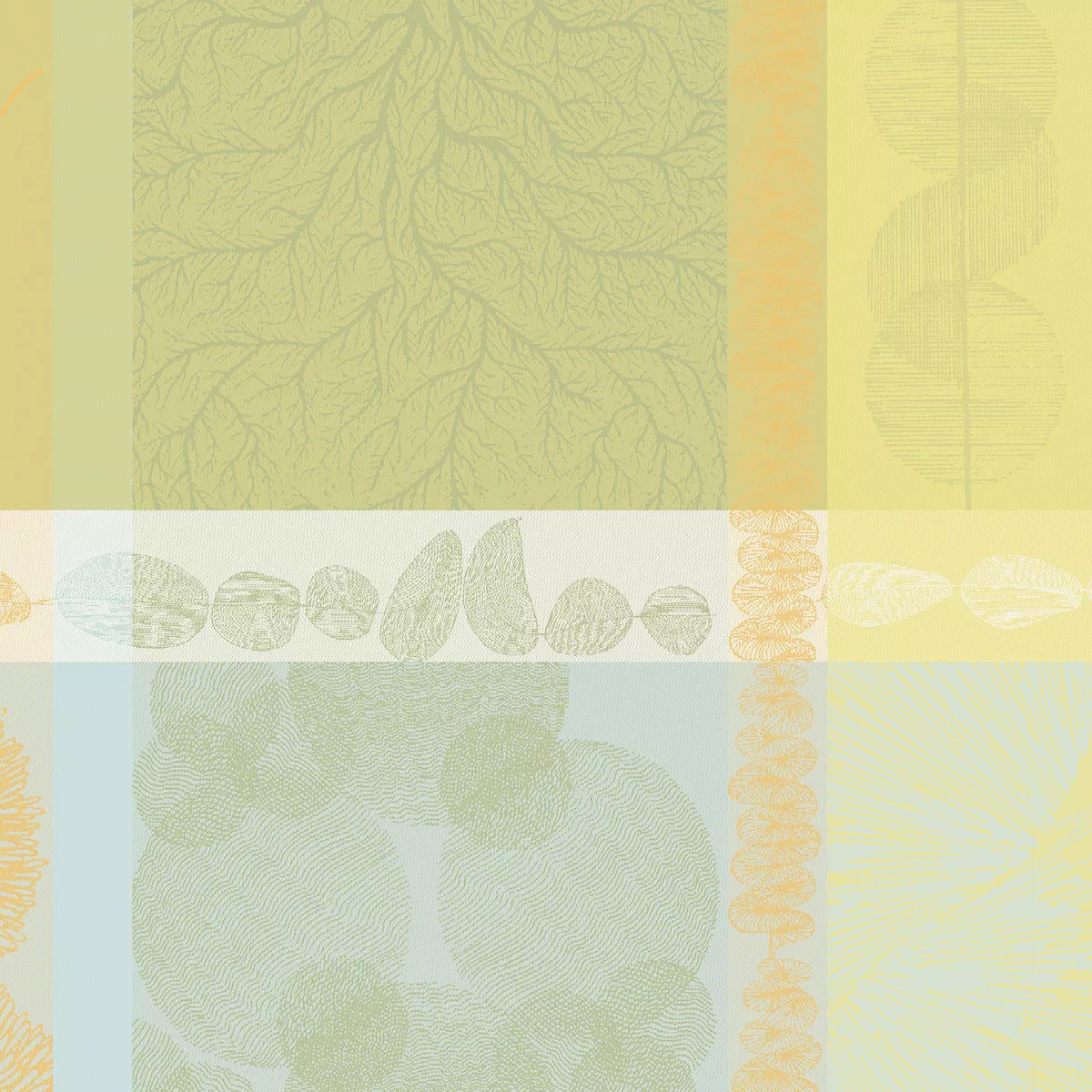 Serviette pur coton 220 g/m² motif jacquard jaune vert Mille lieues aube