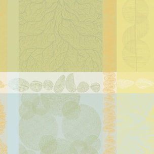 Serviette pur coton 220 g/m² motif jacquard jaune vert Mille lieues aube