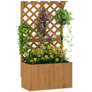 Jardinière avec treillis haut en bois verni 64 x 33 x 122 cm