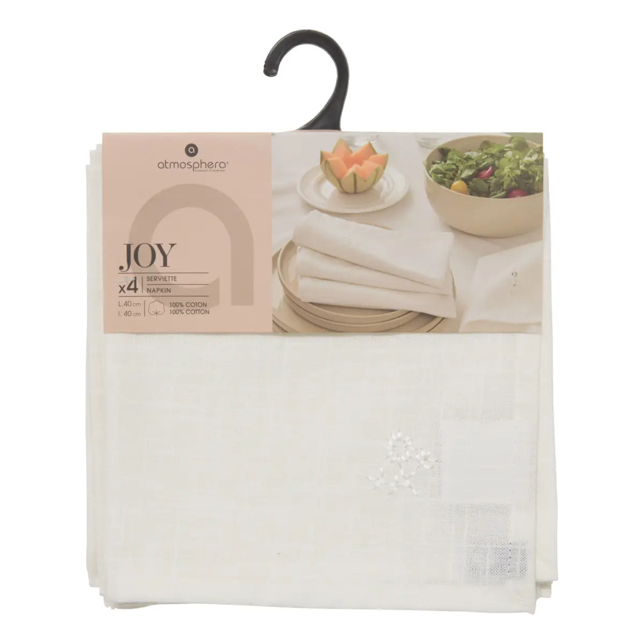 4 serviettes de table Joy 40x40cm blanc