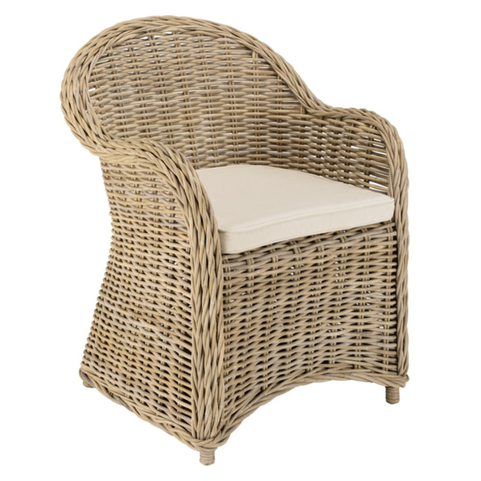 KALLY - Fauteuil en kubu avec coussin d'assise blanc