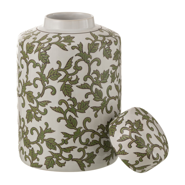 J-Line urne décorative Yezi - porcelaine - vert/blanc - large