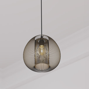 Suspension filaire "Noda" métal noir D28cm