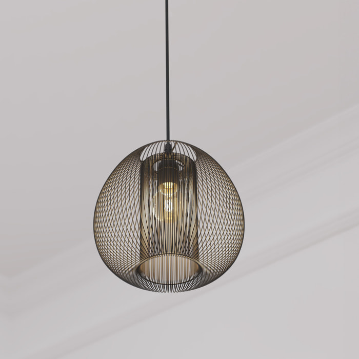 Suspension filaire "Noda" métal noir D28cm