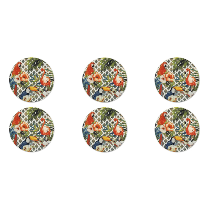 Set 6 Piatti Pizza Excelsa – Tropical Chic, Porcellana Multicolore