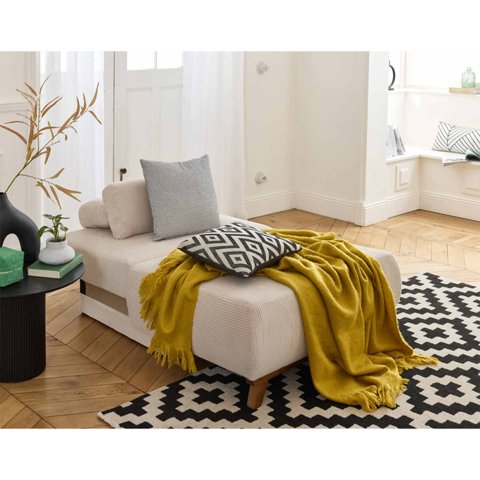 Cristal - fauteuil - convertible avec coffre - en velours côtelé - Beige