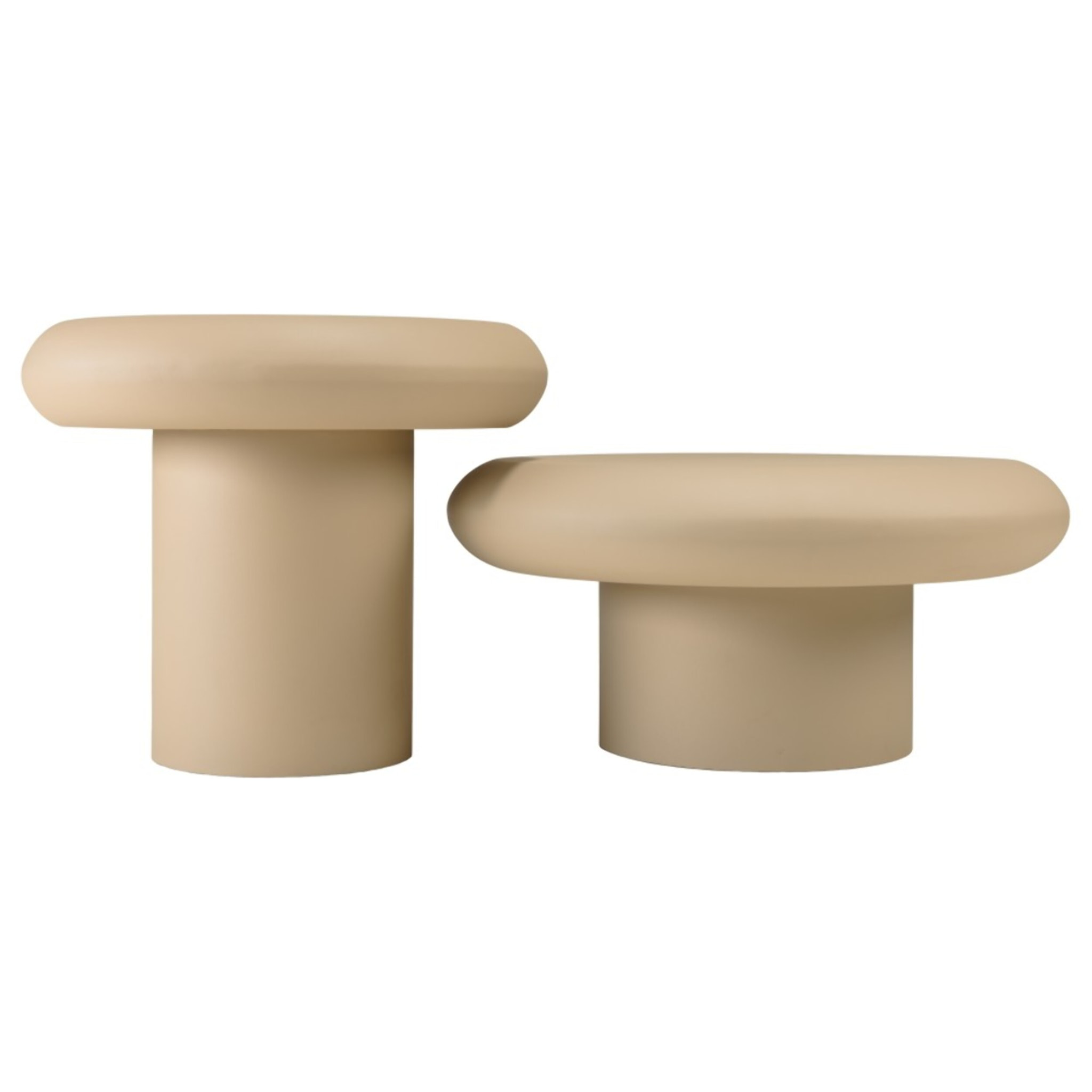 HORTENSE - Set de 2 tables basses forme champignon en fer beige mat