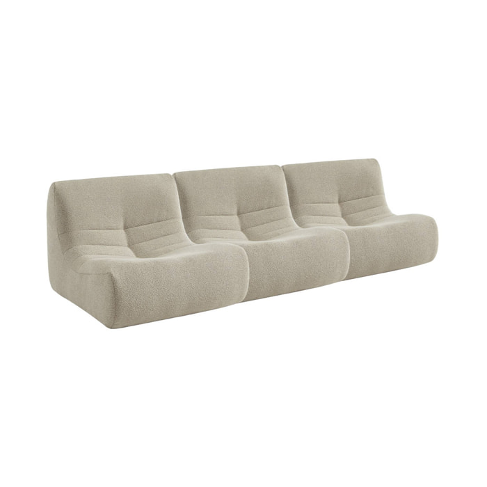 Lot de 3 fauteuils chauffeuses en bouclette texturée beige style contemporain 1 place