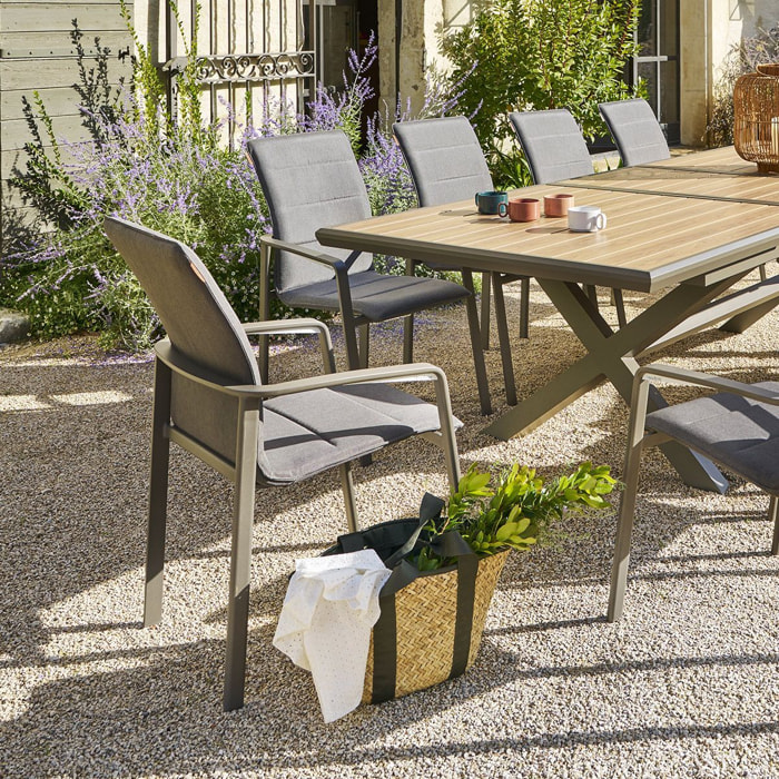 Fauteuil de jardin empilable "Diese" mocha & praline en aluminium traité époxy