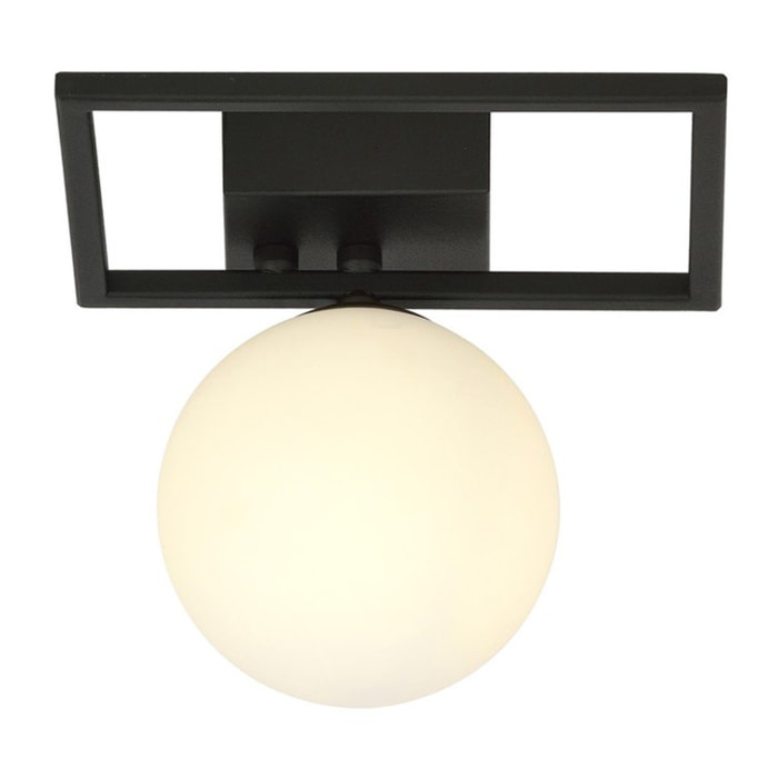 Lampada da soffitto Imago in metallo nero e vetro opale