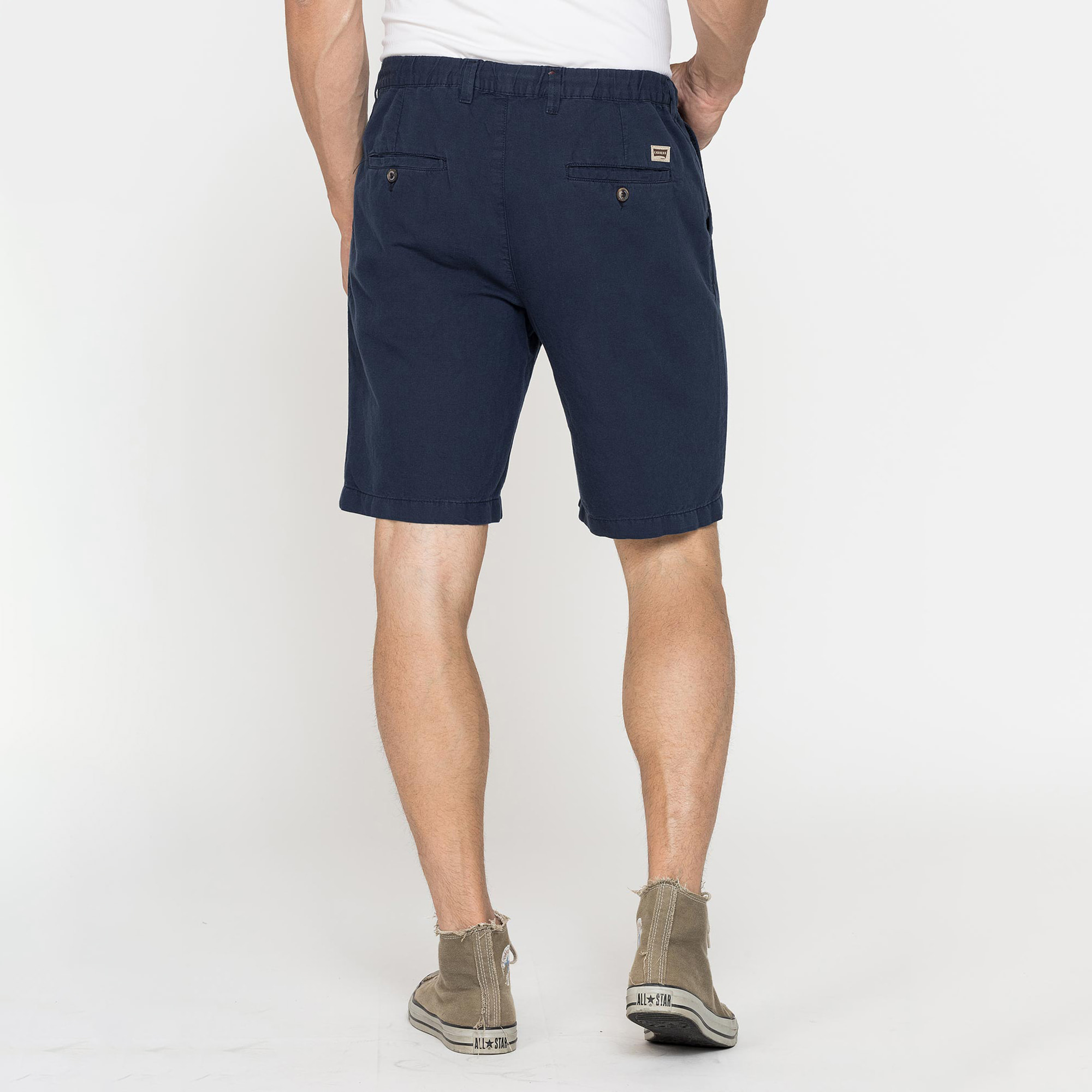 BERMUDA CHINO IN TESSUTO LINO E COTONE CON COULISSE