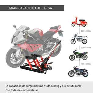 Gato Hidráulico de Motocicletas Acero Soporte 680 kg 110x36x67 cm Negro y Rojo