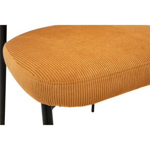 Chaises en tissu velours côtelé jaune curry et métal noir (lot de 2) BREKA
