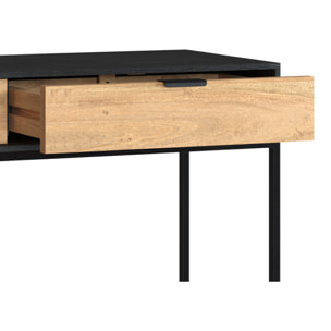 Console 2 tiroirs en bois d'acacia et pieds en métal noir - Jakson