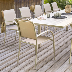 Fauteuil de jardin empilable "Piazza" lin & argile en aluminium traité en epoxy