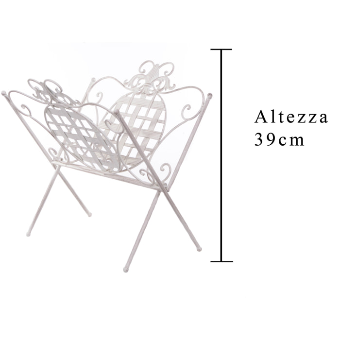 Portariviste Da Terra. Altezza 39 Cm - Pezzi 1 - 38,1X38,74X29,85cm - Colore: Bianco - Bianchi Dino - Decori Casa E Complementi