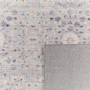 OTTOMAN - Tapis à poils courts doux à motif floral classique gris