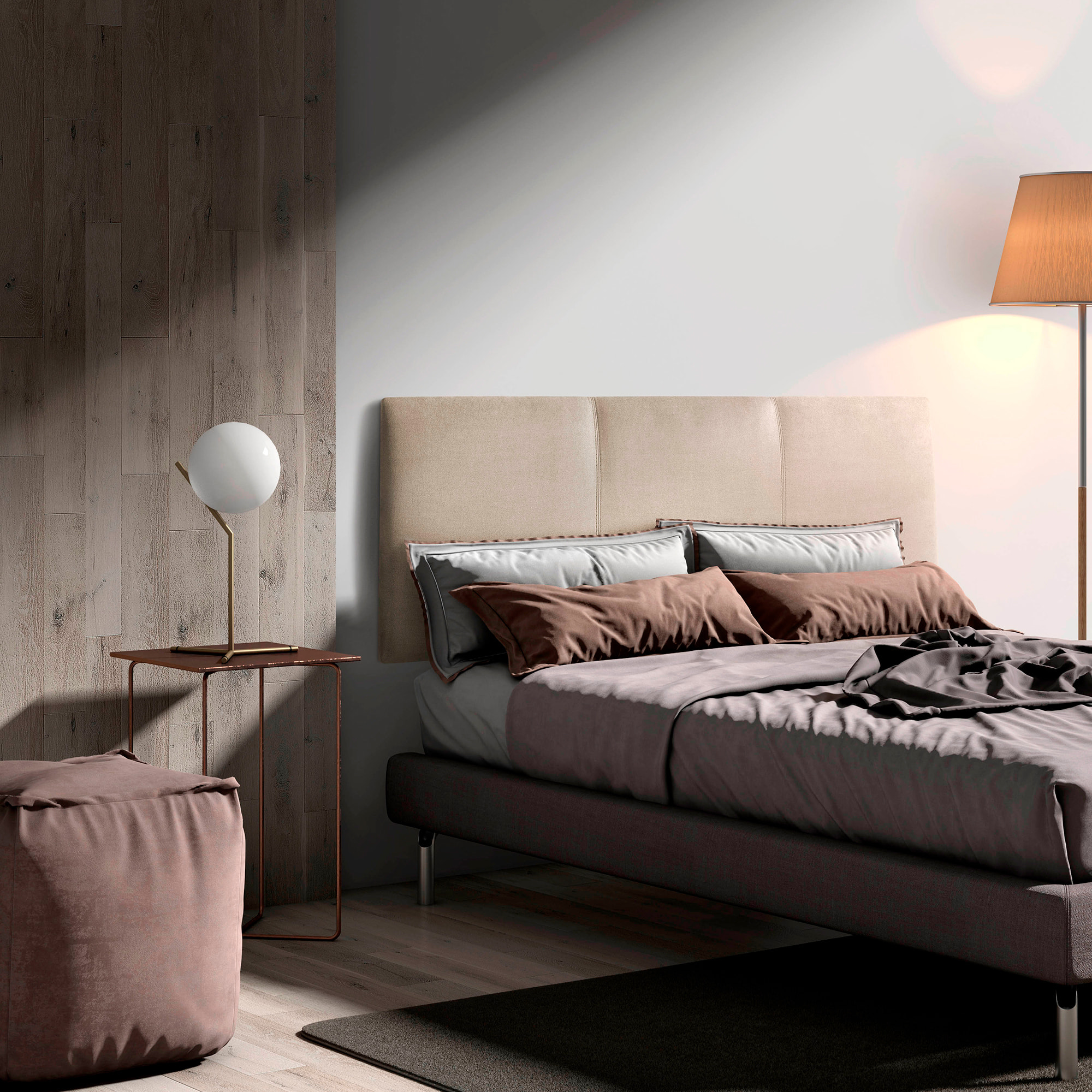 Cabecero – Tela acolchada y costuras decorativas