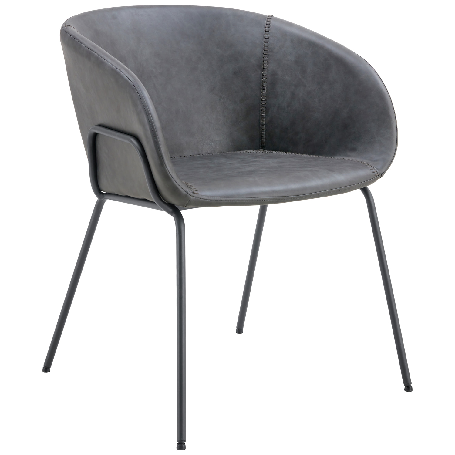 Lot de 2 chaises en simili gris foncé ANDRÉ