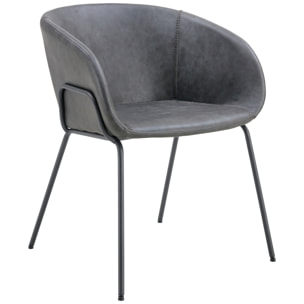 Lot de 2 chaises en simili gris foncé ANDRÉ