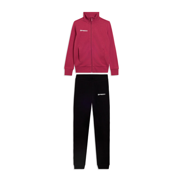 Tuta sportiva bambina in cotone con zip