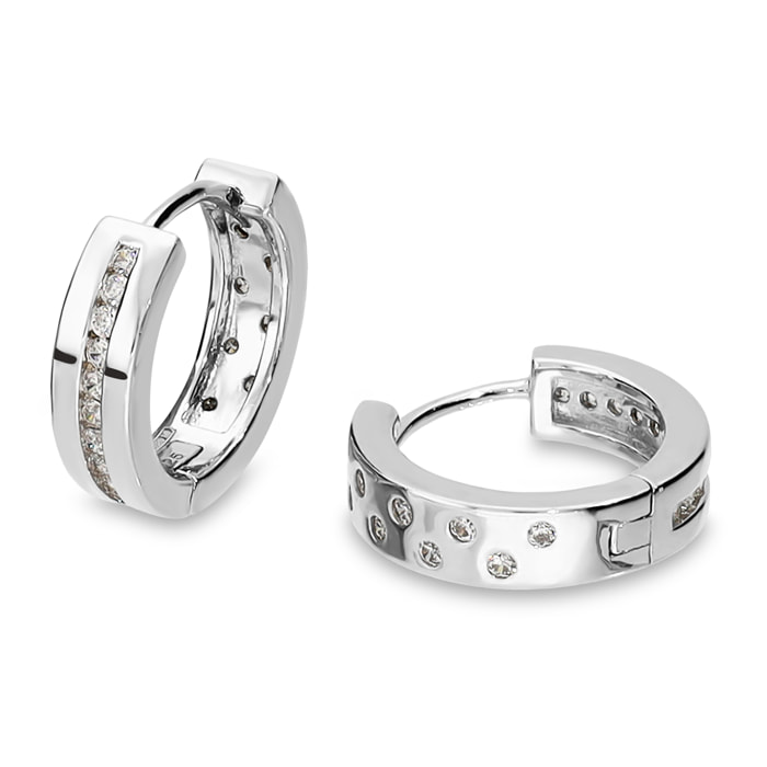 Orecchini a Cerchio in Argento 925 con Cubic Zirconia