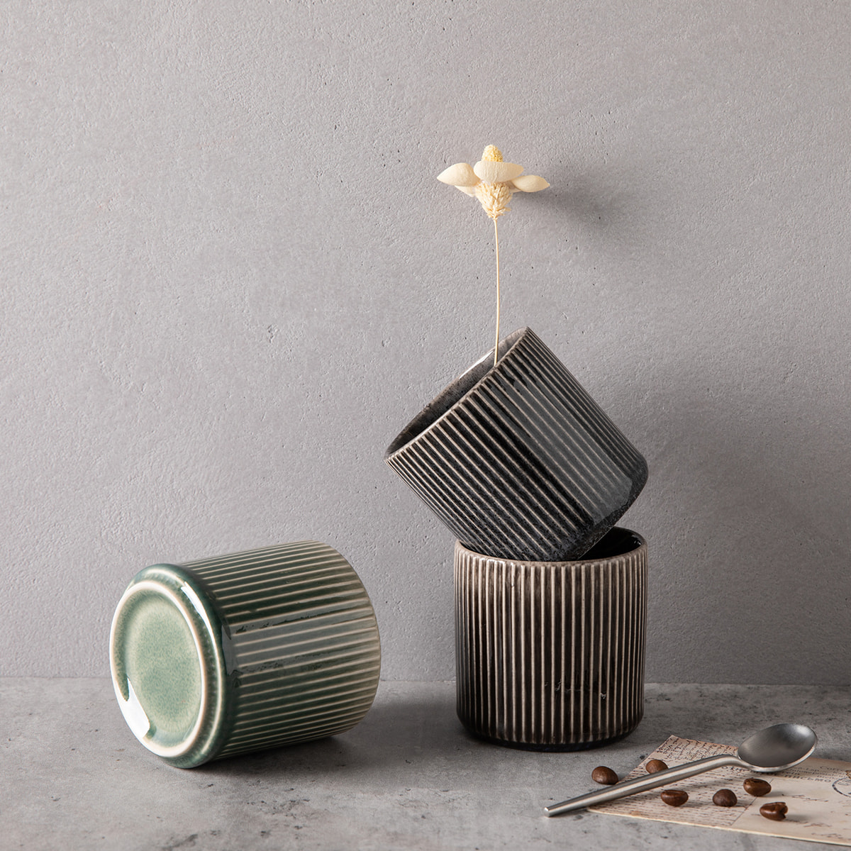 Lot de 4 tasses vert - "Jade"
