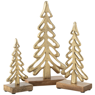 J-Line décoration Arbre sur Pied - aluminium/bois - or - large